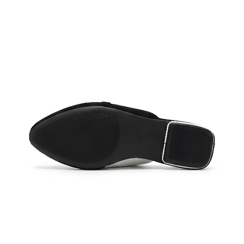Horsebit Mules - Black/White