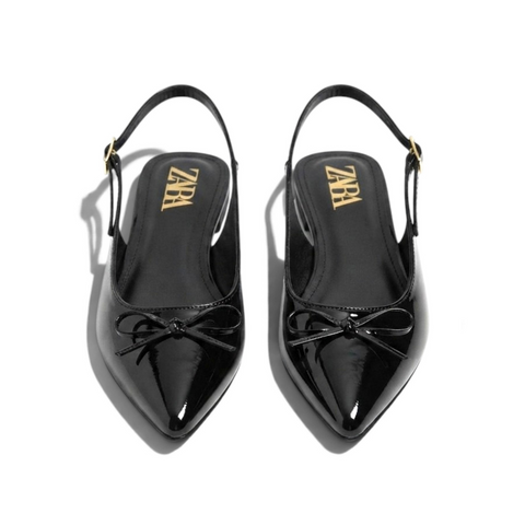 Bow Slingback Heels - Black