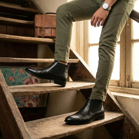 Italian Leather Chelsea Boot - Black