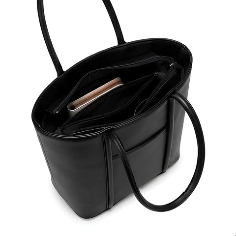 Julie Ribbon Black Tote Bag with Printed Scarf Bow