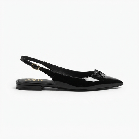 Bow Slingback Heels - Black