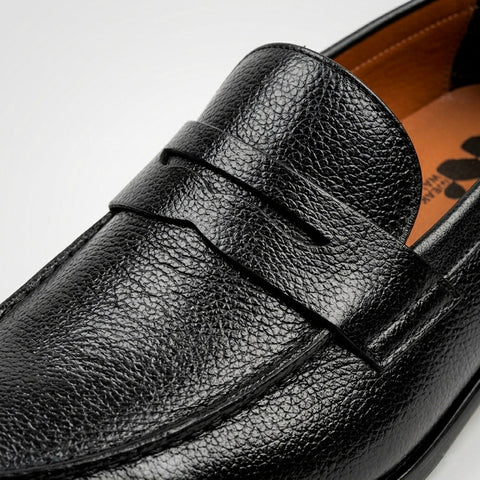 Italian Leather Penny Loafer - Black