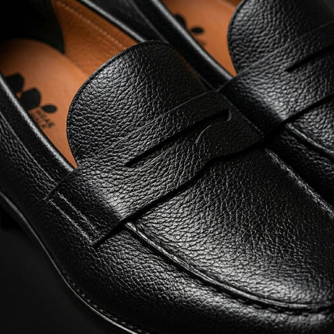 Italian Leather Penny Loafer - Black