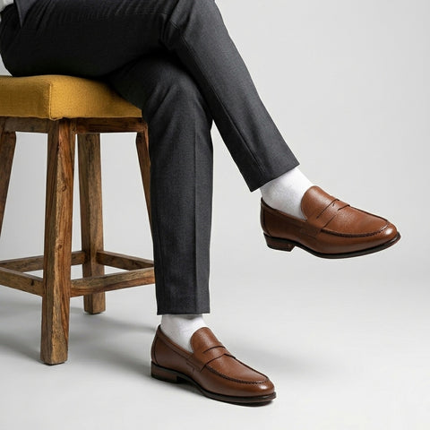 Italian Leather Penny Loafers - Brown