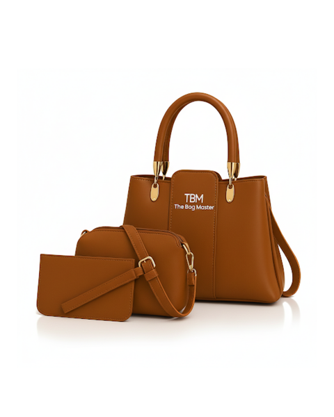TBM 3 Pcs Brown Handbag Set for Women