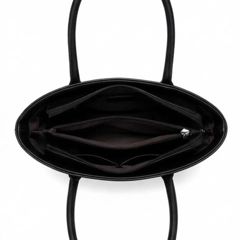 Julie Ribbon Black Tote Bag with Printed Scarf Bow