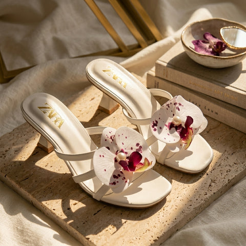 Rosa Bloom Heels - White