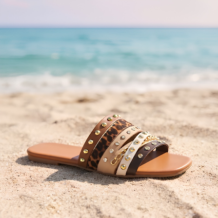 Alexa Stud Flats - Brown