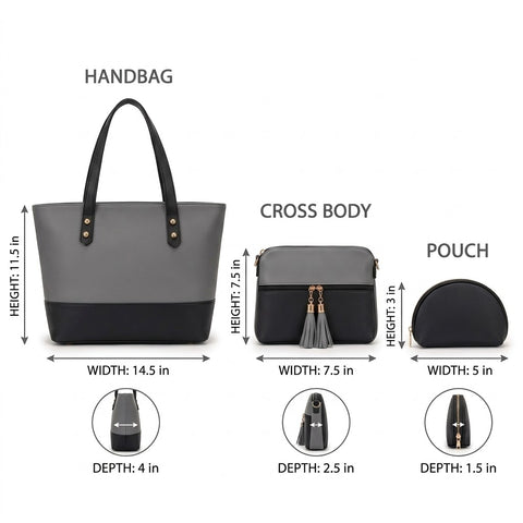 Grace 3 Pcs - Grey / Black