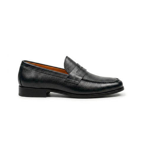 Italian Leather Penny Loafer - Black