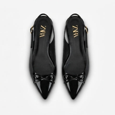 Bow Slingback Heels - Black