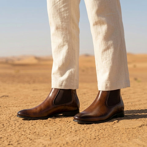 Italian Leather Chelsea Boot - Tan Brown