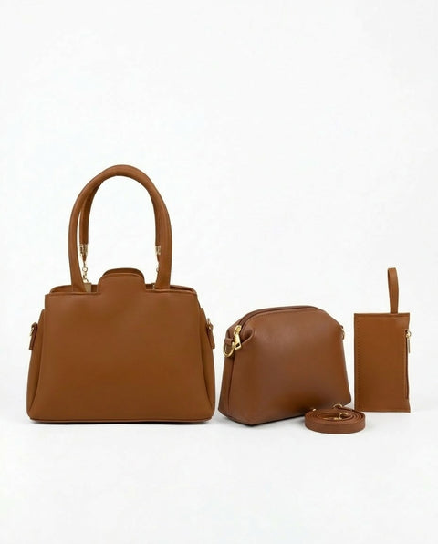 TBM 3 Pcs Brown Handbag Set for Women