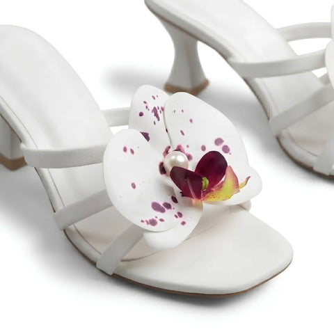Rosa Bloom Heels - White