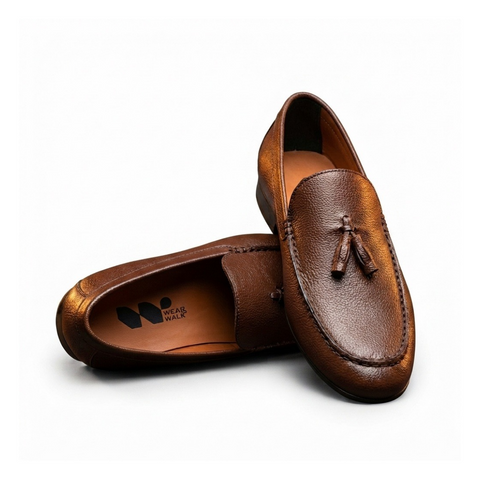 Italian Leather Tassel Loafer - Brown