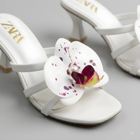 Rosa Bloom Heels - White