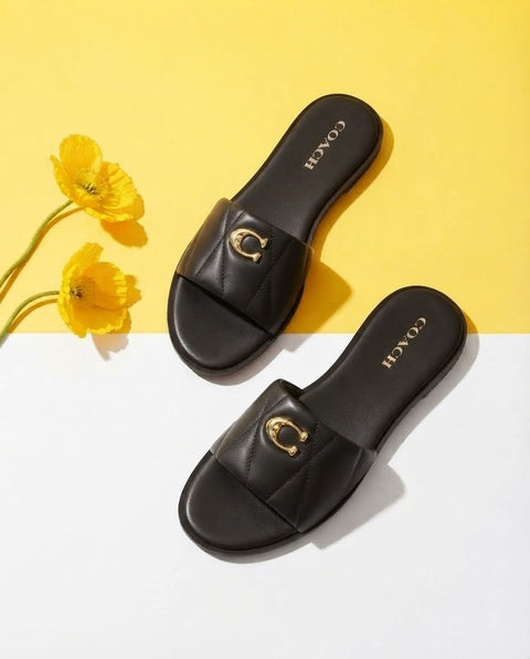 Ivory Comfort Slides - Black