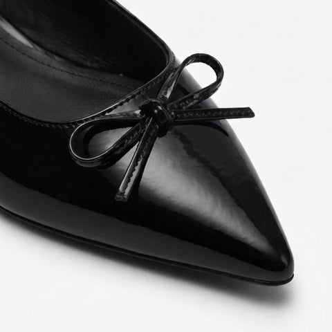 Bow Slingback Heels - Black