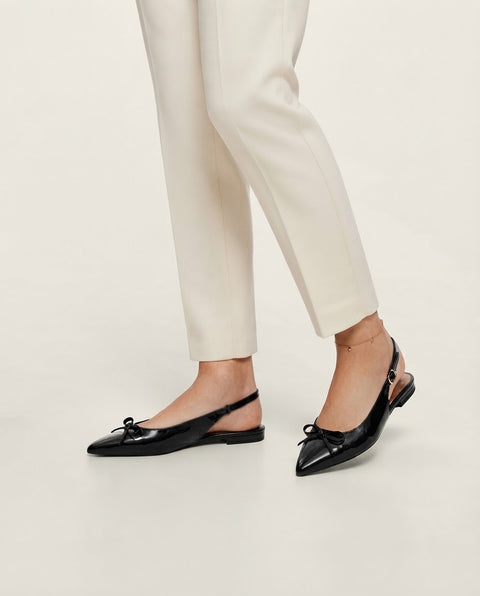 Bow Slingback Flats - Black