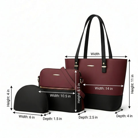 Grace 3 Pcs - Maroon / Black