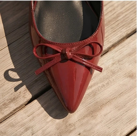 Bow Slingback Flats - Red Wine